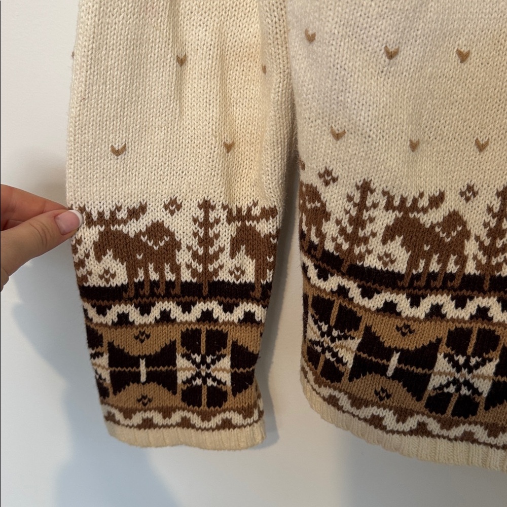 Designers Originals Studio Joy Vintage Cream Snowman Cardigan Sweater - Size M - Picture 4 of 7